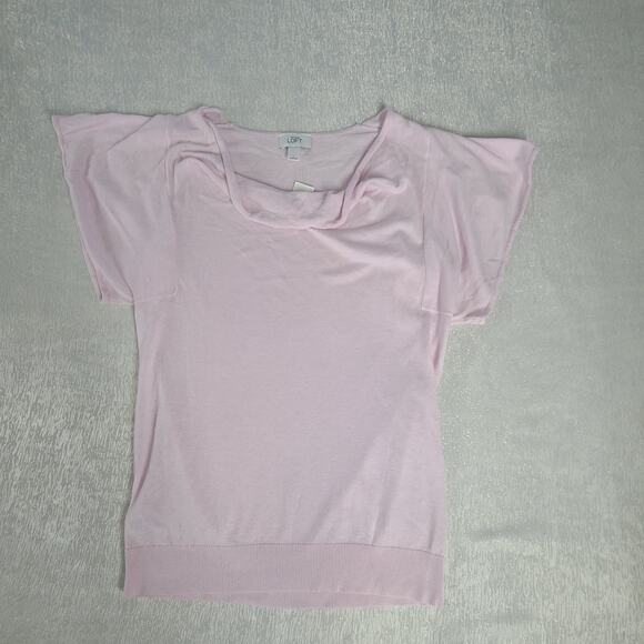Loft women's cowl neck wool cotton petal pink knit blouse NWT Size Large office - Picture 4 of 7